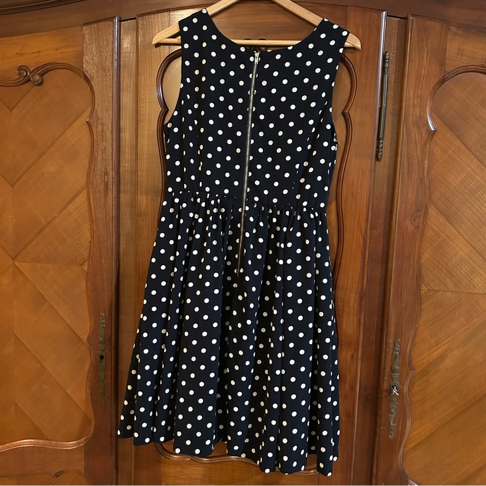 Everly Navy Dress with navy and cream Polka Dots - Picture 5 of 6